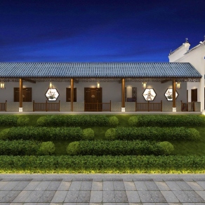 新中式度假村外景3D模型下载
